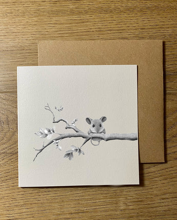 Mouse on a Branch Illustrated Drawn Greeting Card