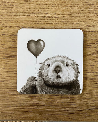 Olive Otter & Heart Coaster