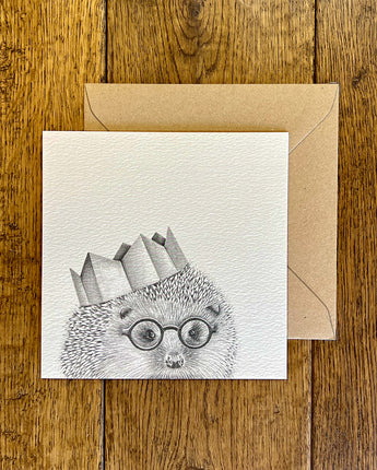 Henry Hedgehog Party Pencil Illustrated Greeting Card