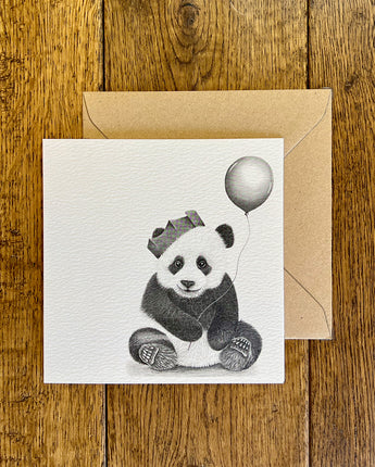 Panda Balloon Pencil Drawn Greeting Card