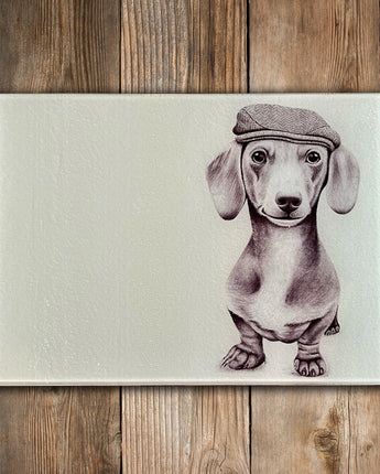 Sidney Sausage Dog Glass Chopping Board