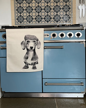 Sidney Sausage Dog Tea Towel