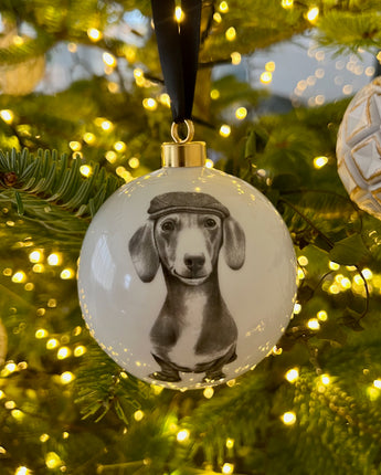 Sidney Sausage Dog Large Fine Bone China Bauble