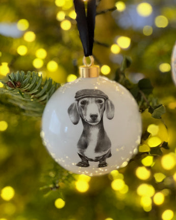 Sidney Sausage Dog Large Fine Bone China Bauble