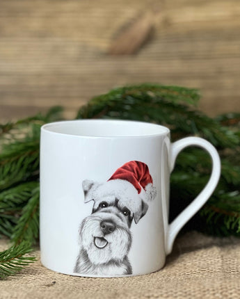 Christmas Scout Schnauzer Fine Bone China Mug
