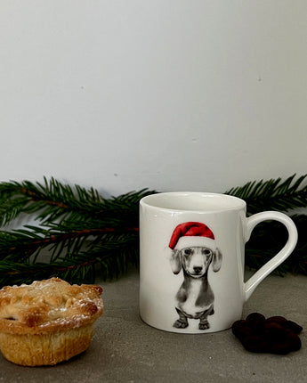 Sidney Sausage Dog Fine Bone China Christmas Espresso Cup