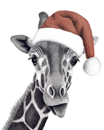 Jeff Giraffe Pencil Illustrated Christmas Card