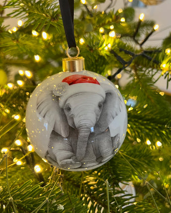 Christmas Elephant Large Fine Bone China Bauble