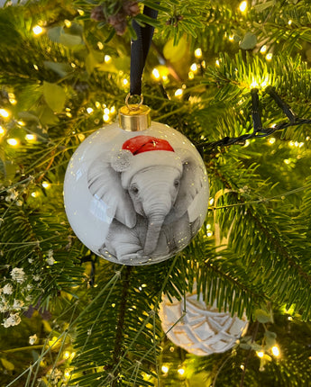 Christmas Elephant Large Fine Bone China Bauble