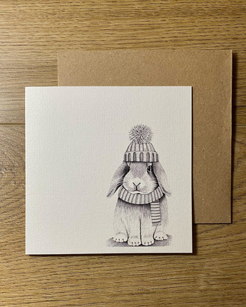 Bobble Bunny Pencil Illustrated Greeting Card