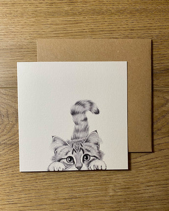 Chester Cat Pencil Illustrated Greeting Card