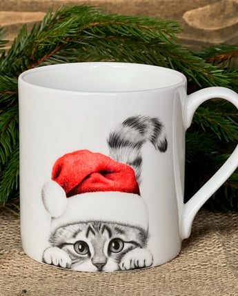 Christmas Chester Cat Fine Bone China Mug