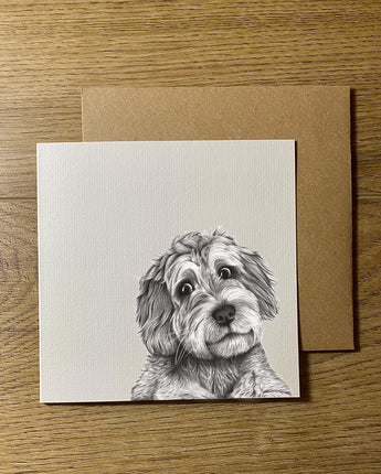 Cooper Cockapoo Dog Pencil Drawn Greeting Card