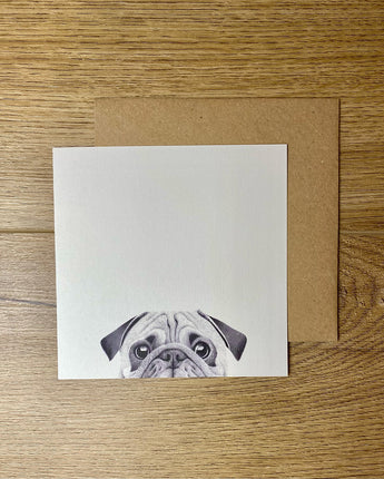 Charlie Pug Pencil Illustrated Greeting Card