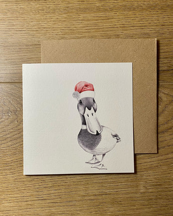 Duke Duck Red Pencil Illustrated Christmas Card