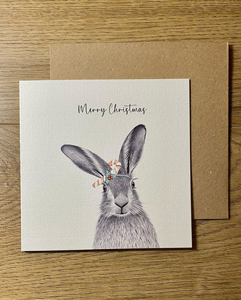 Harry Hare Pencil Illustrated Christmas Card