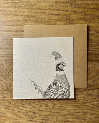 Pheasant Pencil Drawn Christmas Card